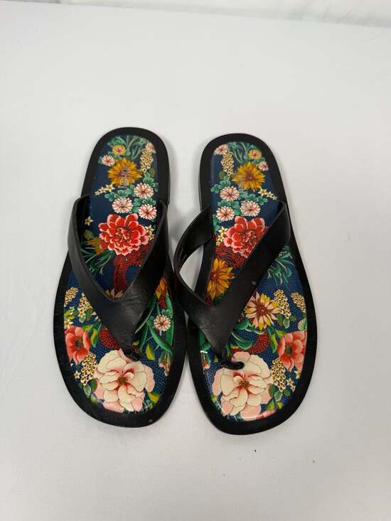 Johnny Was Shoes - Johnny Was JWS3922 Floral Print Leather Flip Flop Sandals Size 7